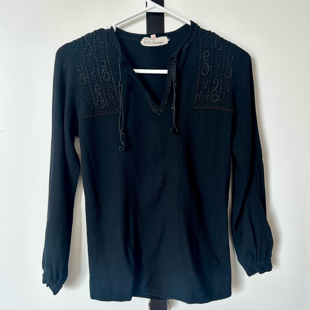 Vintage 1960s Black Tunic-style Top